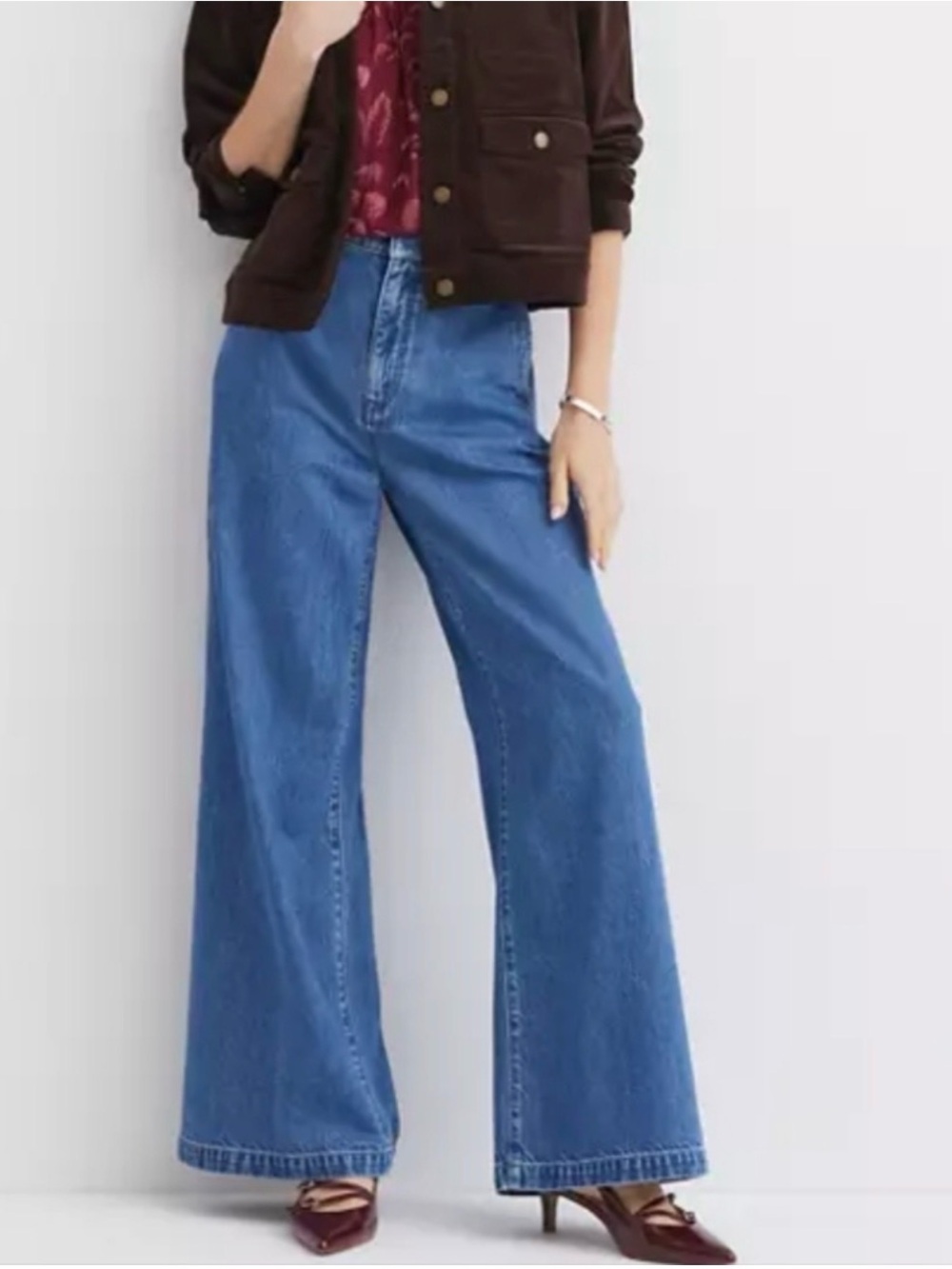 LOFT The Wide Leg High Rise Jeans Size 2 Blue Denim